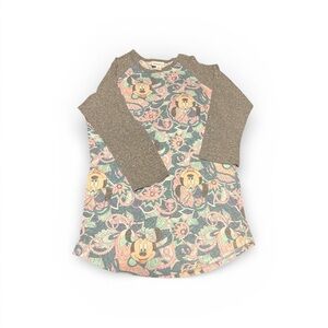 LuLaRoe Randy Top - Gray and Pink Minnie Disney Floral